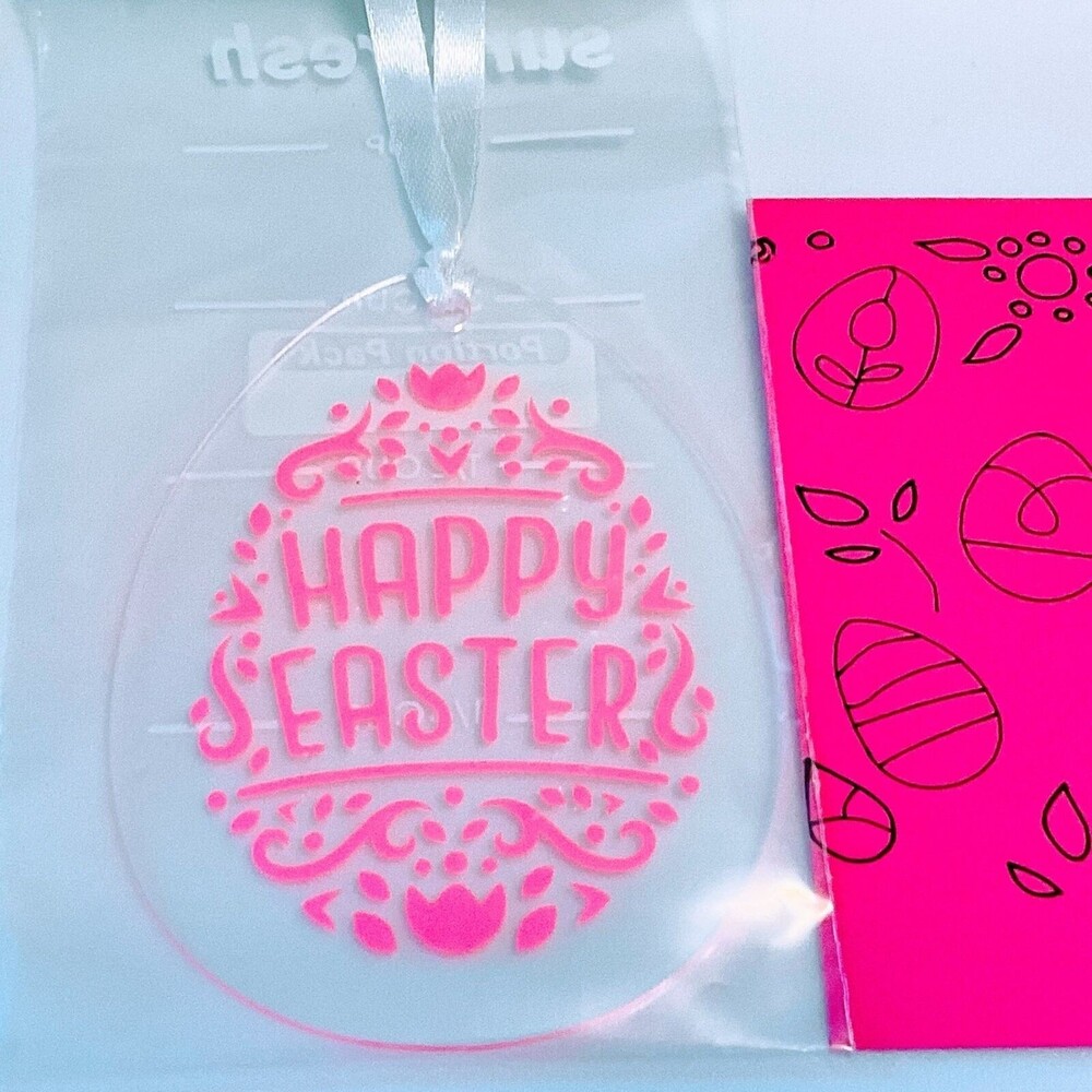 Pink Happy Easter Ornament Sun Catcher With Envelope